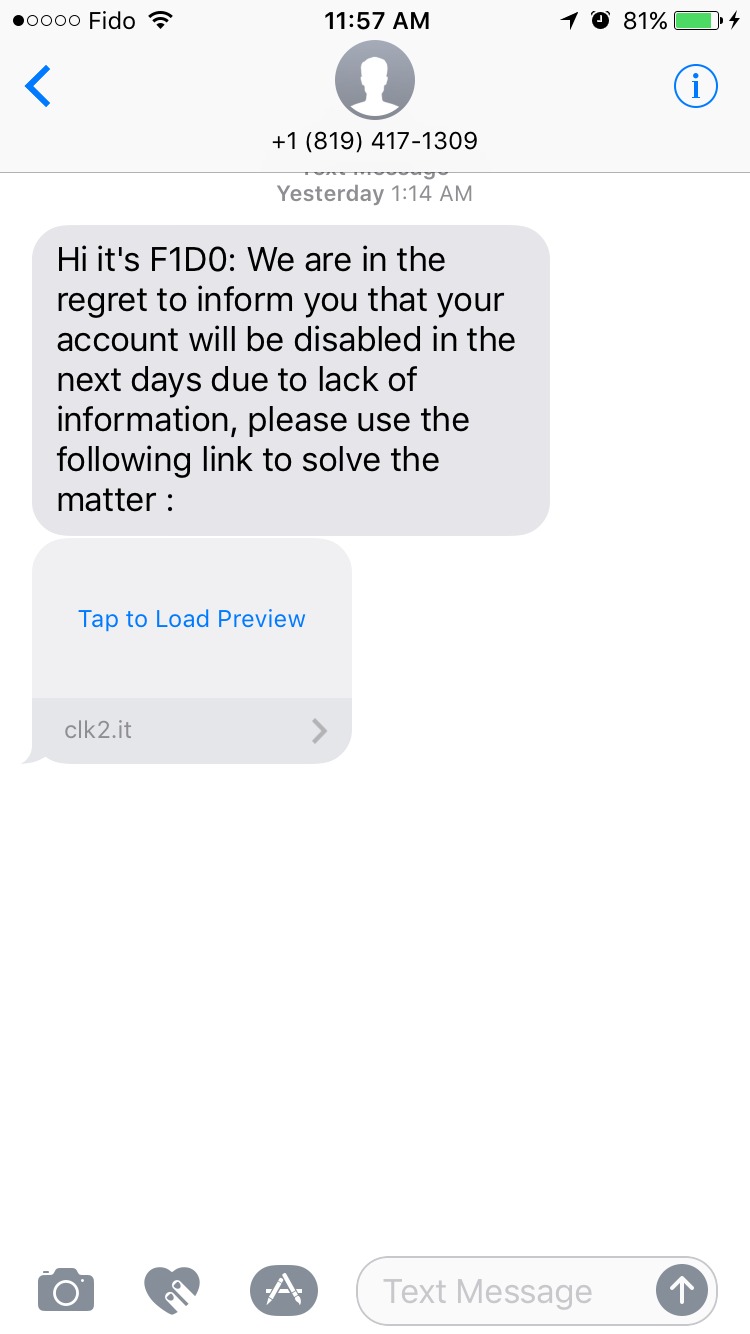 Solved: Text from +4745 instead of +4735, but extra data h - Fido -  193602