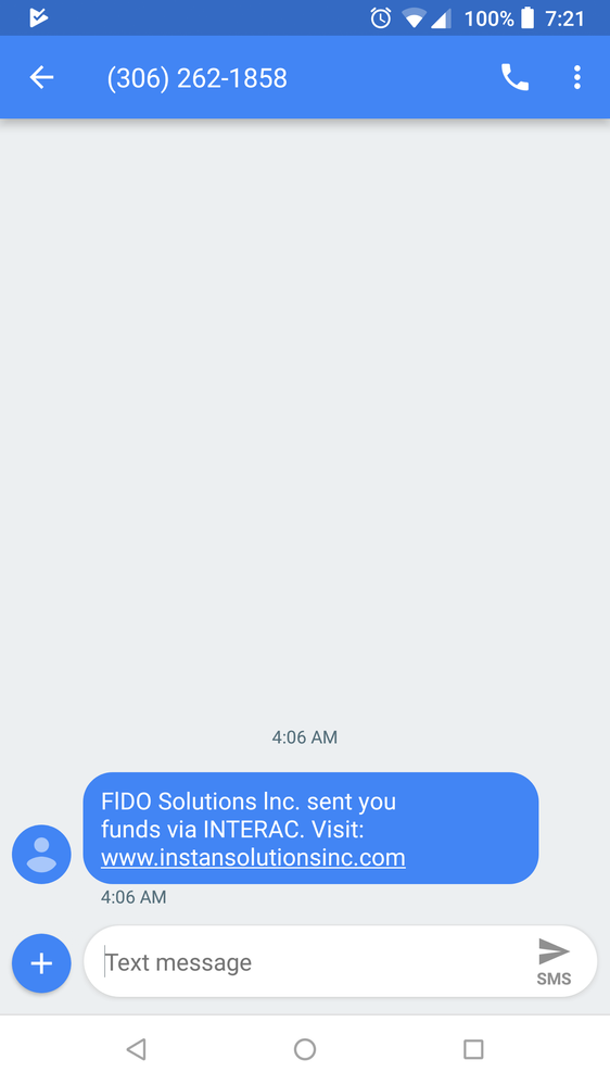 This is a scam text message I received