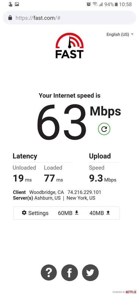 Fast.com is not the problem (this test is on WiFi)