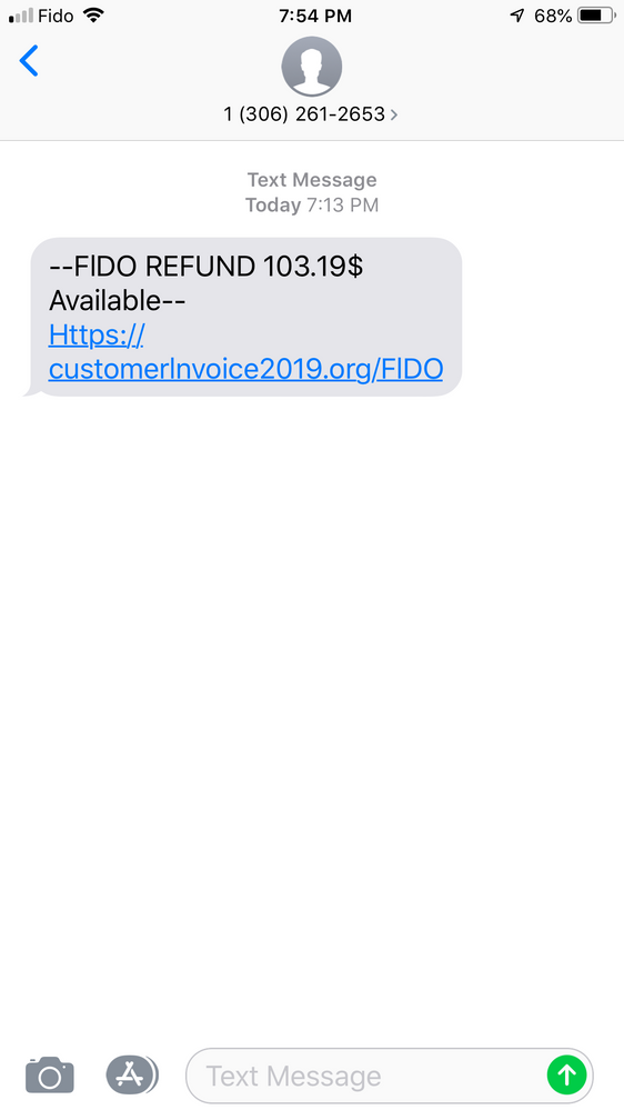 Fido Text Refund Scam