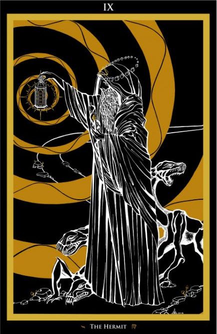 9 Arcana - The Hermit. The Hermit is wise, mature and knowledgeable, so as Fido :) .  This is a time to focus on yourself and meeting your own needs.