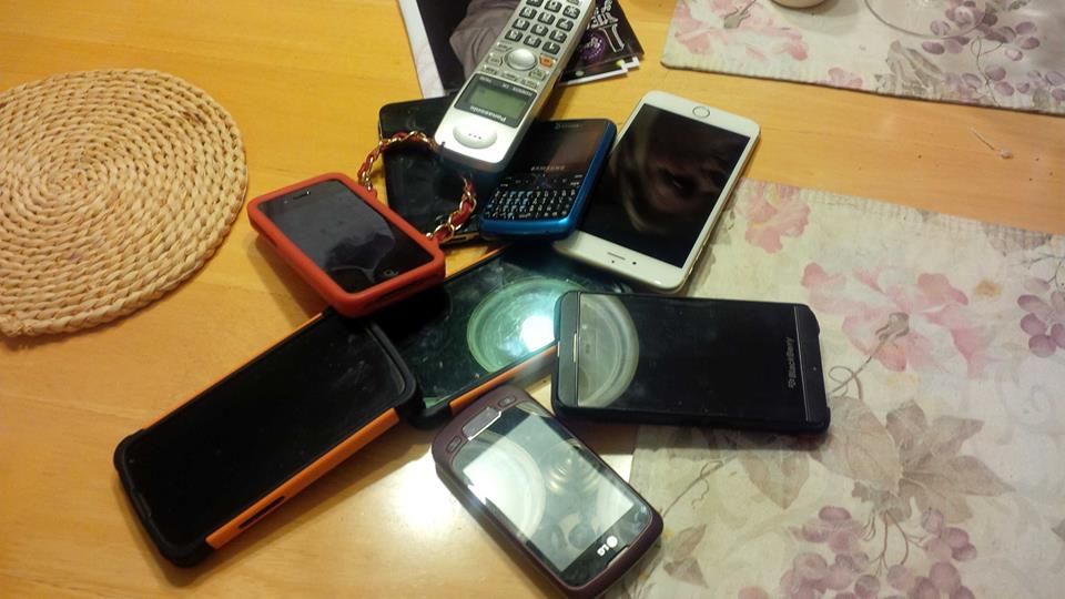 9 phones - all the old ones in my house from years gone by.  I might actually donate them somewhere now that I've dug them all up!